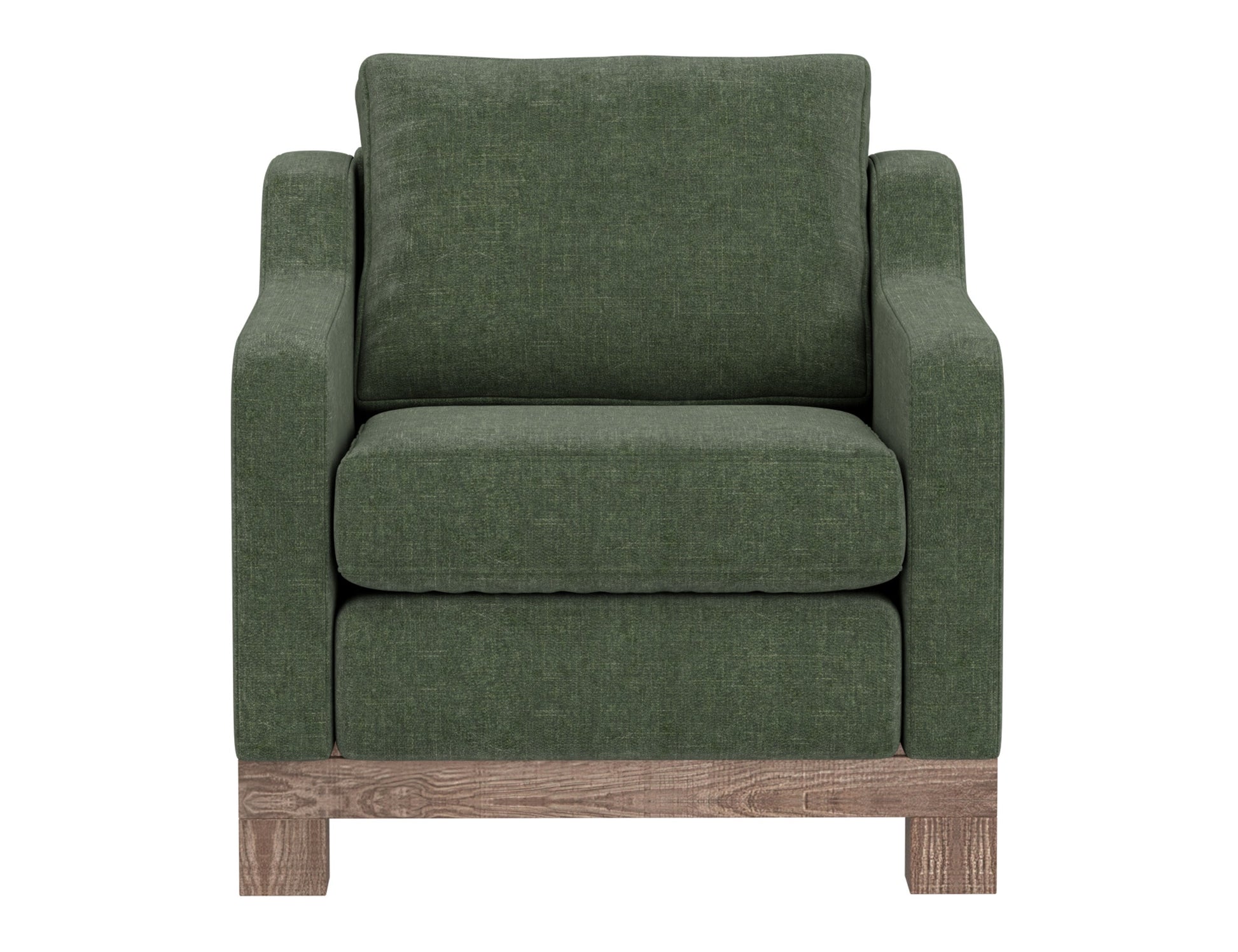 Wooden Frame & Base, Armchair - Olive Green