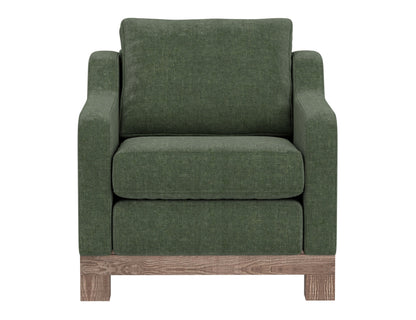 Wooden Frame & Base, Armchair - Olive Green