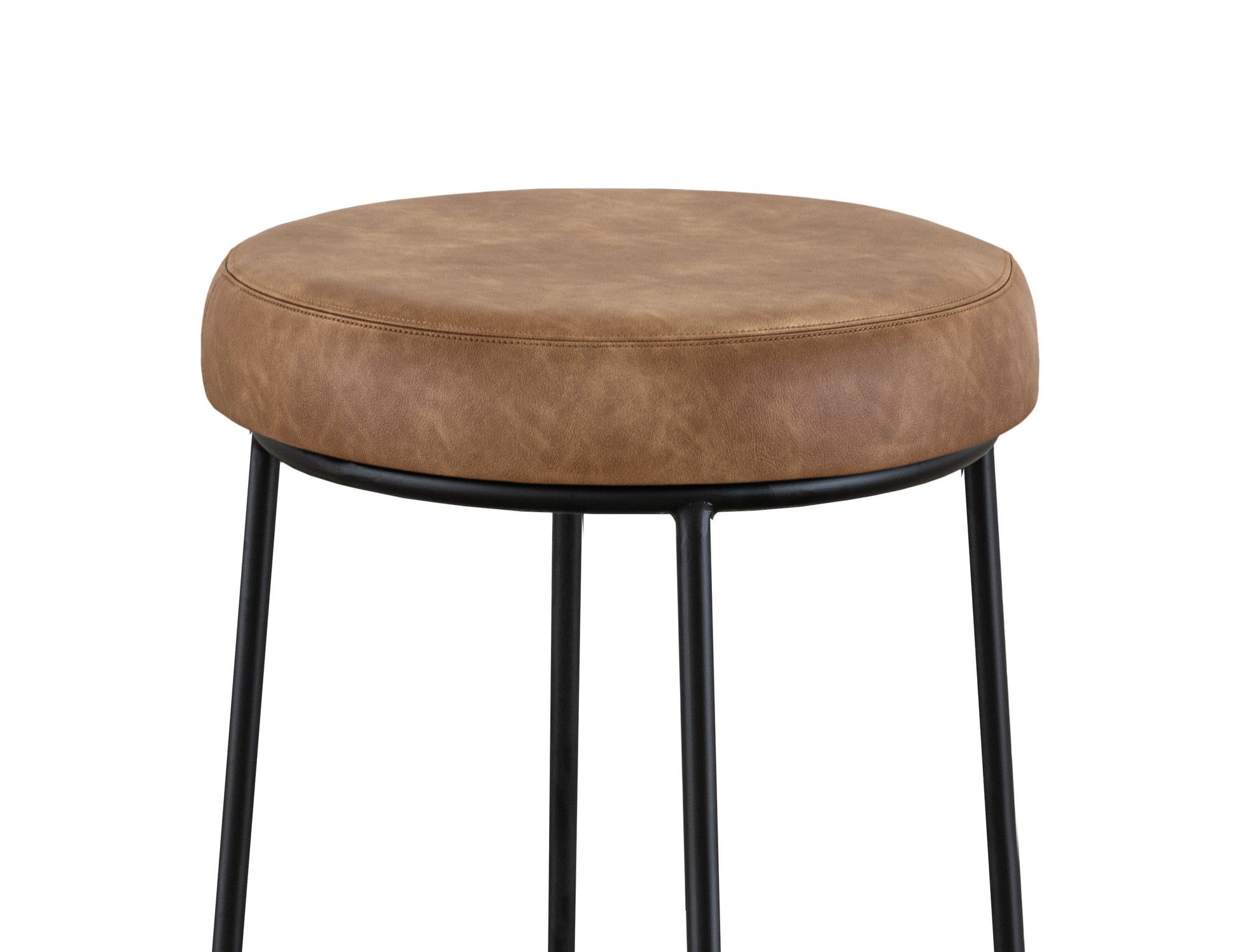 Wooden Frame & Metal Base, 30" Stool - Camel Brown