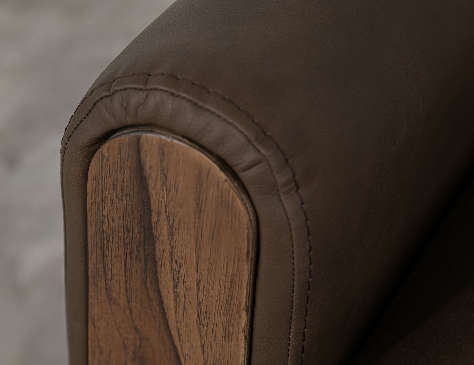Wooden Frame & Base, Upholstered Seat Ottoman - Chocolate Brown
