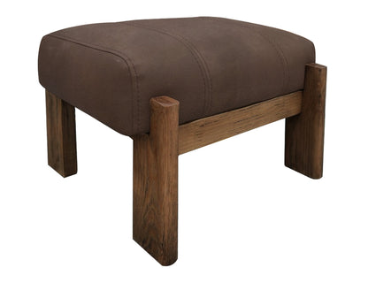 Wooden Frame & Base, Upholstered Seat Ottoman - Chocolate Brown