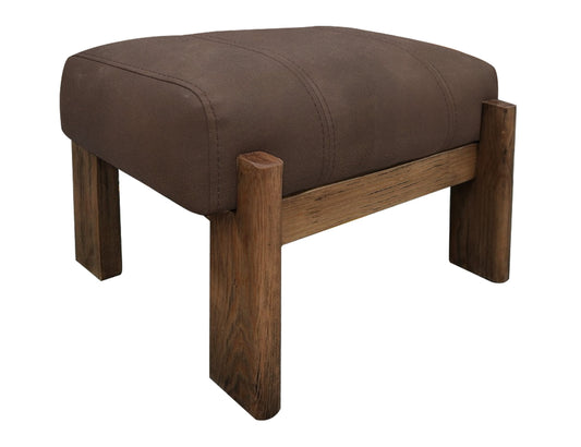 Wooden Frame & Base, Upholstered Seat Ottoman - Chocolate Brown