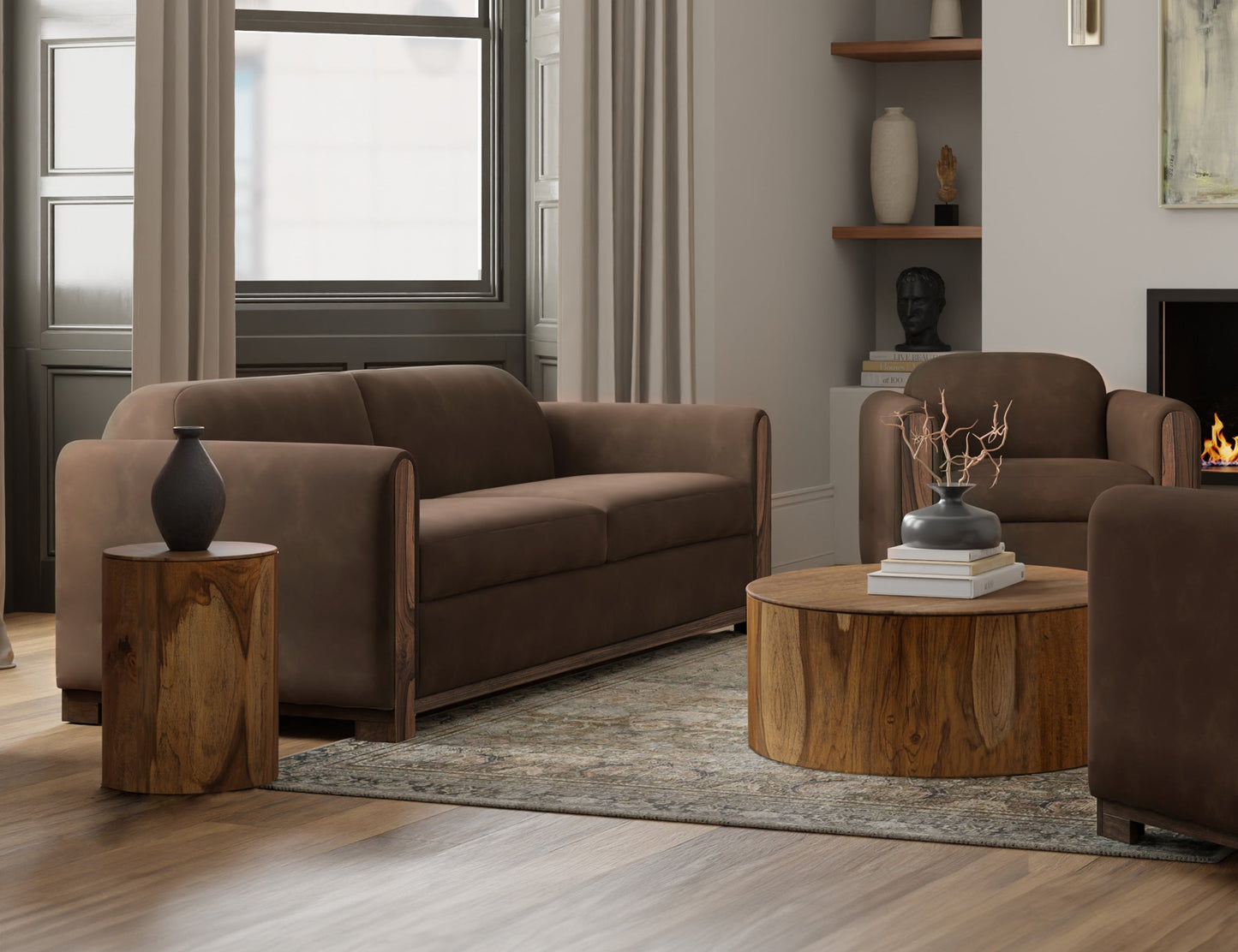 Chairside Table - Almond And Barrel Brown
