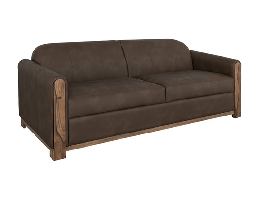 Wooden Frame & Base, Two-Cushion Sofa - Chocolate Brown