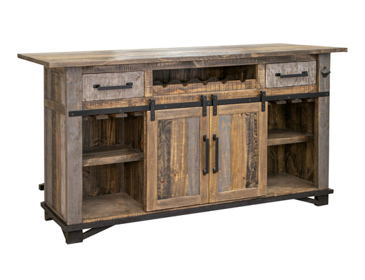 2 Drawer 2 Doors Bar - Two Tone Gray & Brown