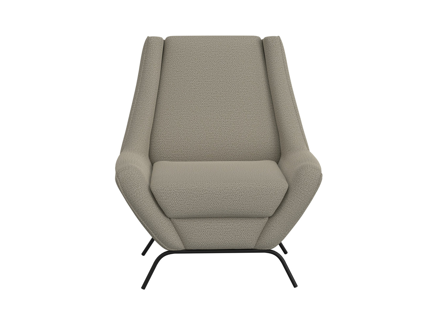 Wooden Frame & Metal Base, Almond Gray Fabric Armchair - Almond Gray