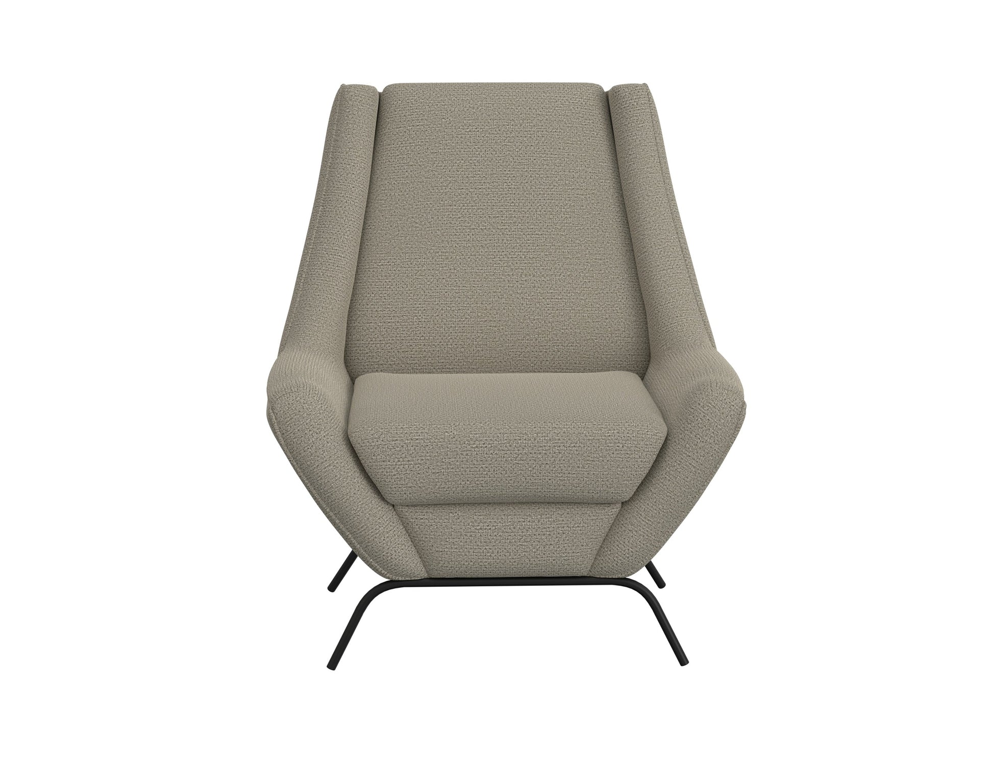 Wooden Frame & Metal Base, Almond Gray Fabric Armchair - Almond Gray