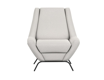 Wooden Frame & Metal Base, Armchair - Light Cream