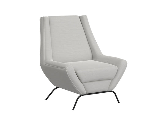 Wooden Frame & Metal Base, Armchair - Ecru Beige