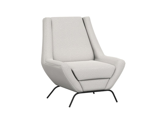 Wooden Frame & Metal Base, Armchair - Light Cream