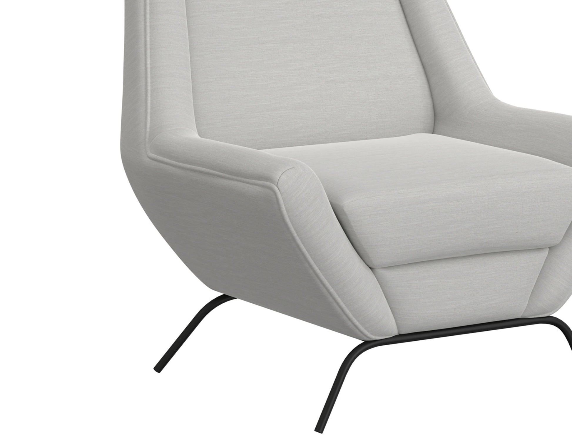 Wooden Frame & Metal Base, Armchair - Ecru Beige