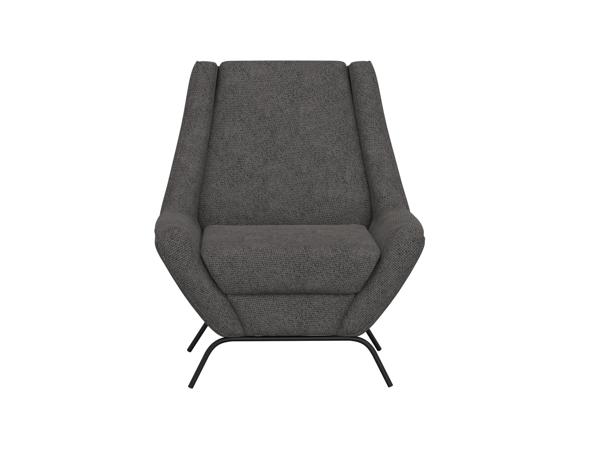 Wooden Frame & Metal Base, Armchair - Iron Gray