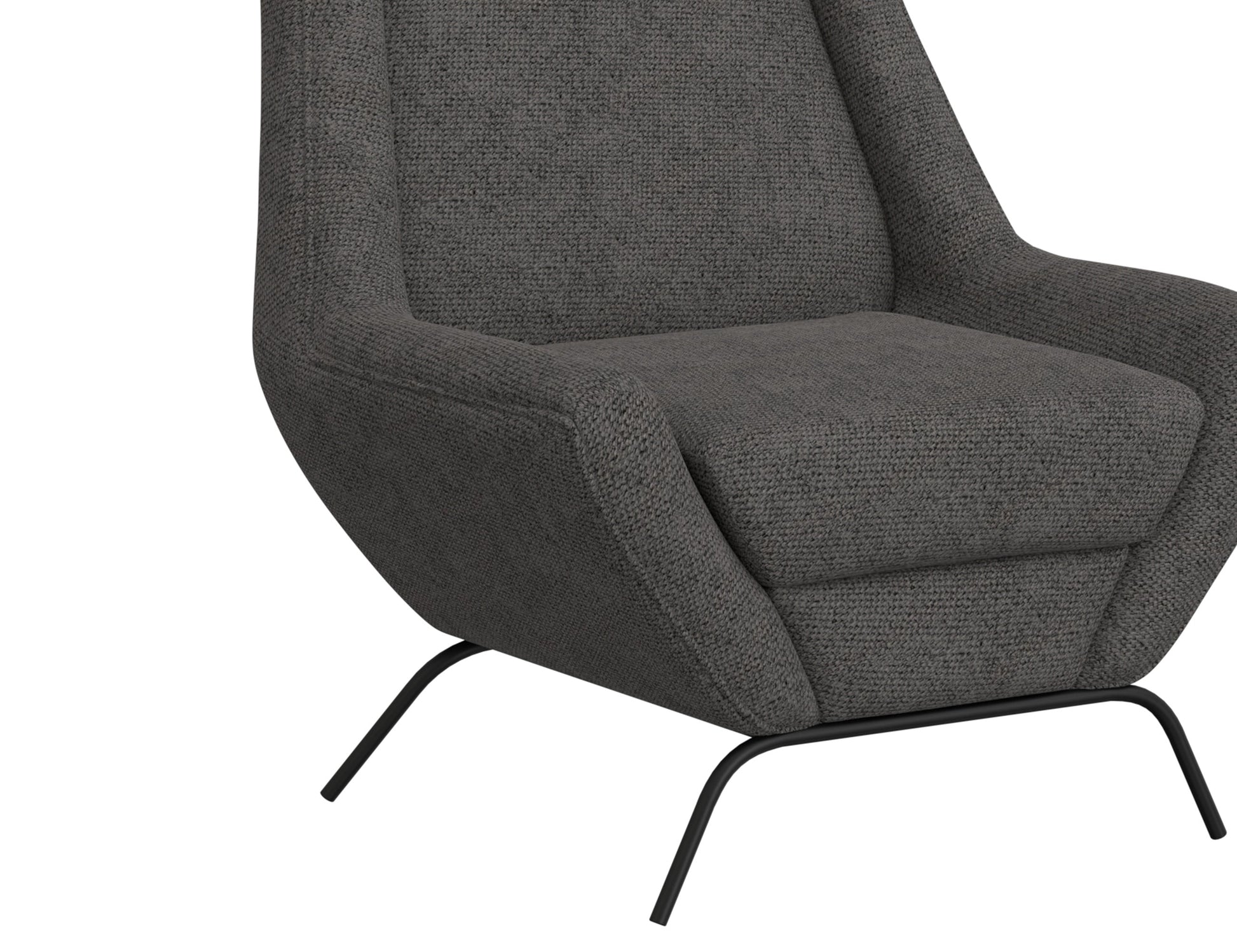 Wooden Frame & Metal Base, Armchair - Iron Gray