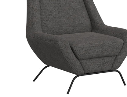 Wooden Frame & Metal Base, Armchair - Iron Gray