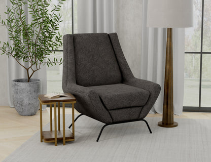 Wooden Frame & Metal Base, Armchair - Iron Gray