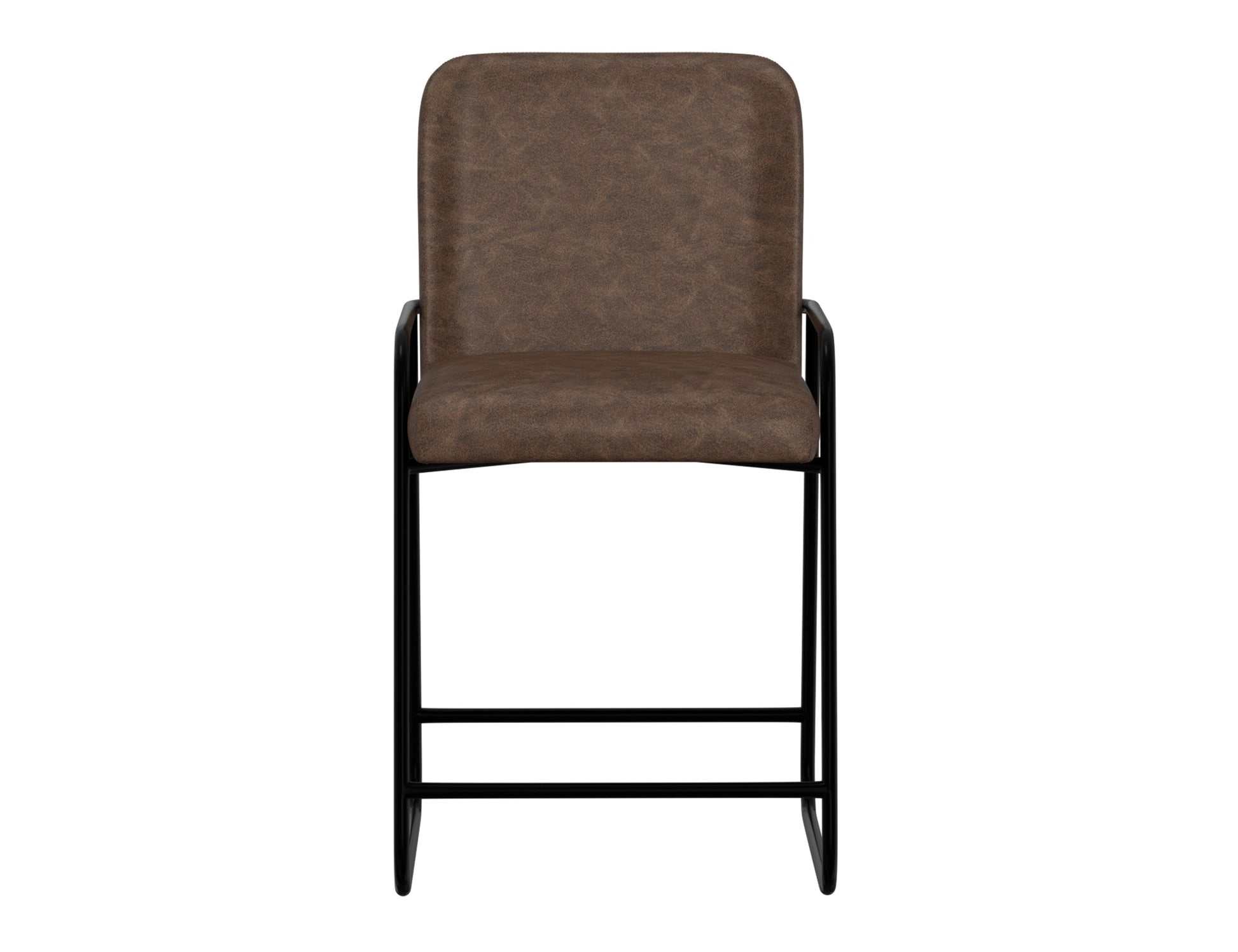 Wooden Frame & Metal Base, 24" Upholstered Barstool - Chocolate Brown