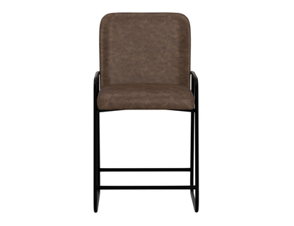 Wooden Frame & Metal Base, 24" Upholstered Barstool - Chocolate Brown