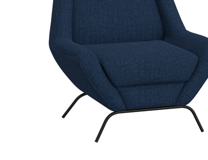 Wooden Frame & Metal Base, Armchair - Midnight Blue