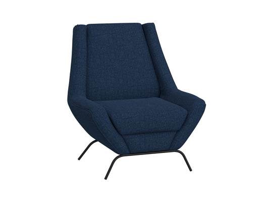 Wooden Frame & Metal Base, Armchair - Midnight Blue