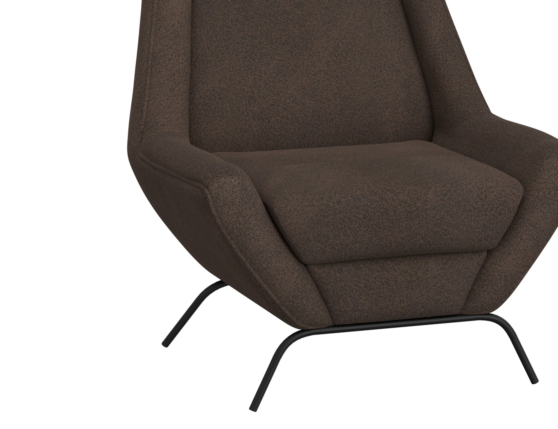 Wooden Frame & Metal Base, Armchair - Chocolate Brown