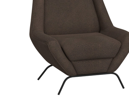 Wooden Frame & Metal Base, Armchair - Chocolate Brown