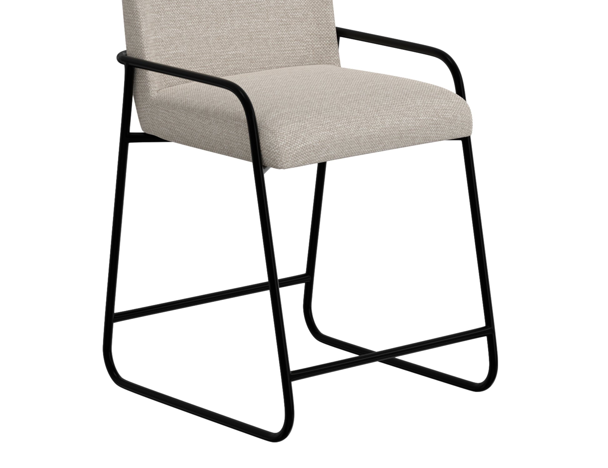 Wooden Frame & Metal Base, 24" Upholstered Barstool - Agreeable Gray