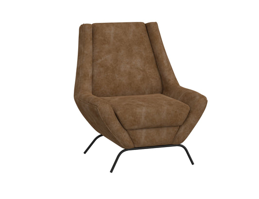 Wooden Frame & Metal Base, Armchair - Caramel Color