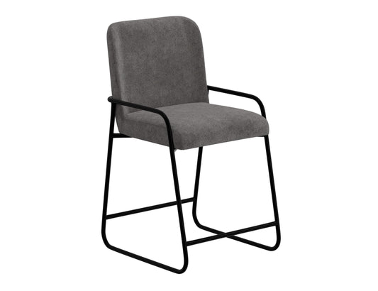 Wooden Frame & Metal Base, 24" Upholstered Barstool - Iron Gray