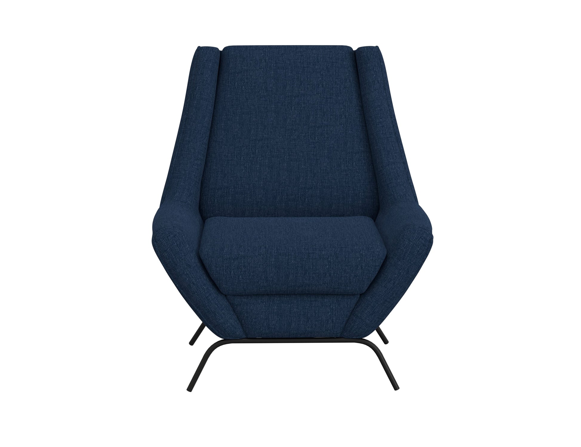 Wooden Frame & Metal Base, Armchair - Midnight Blue