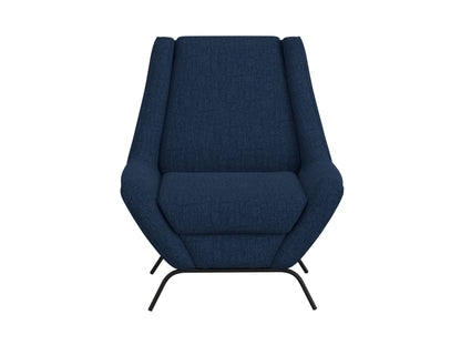 Wooden Frame & Metal Base, Armchair - Midnight Blue