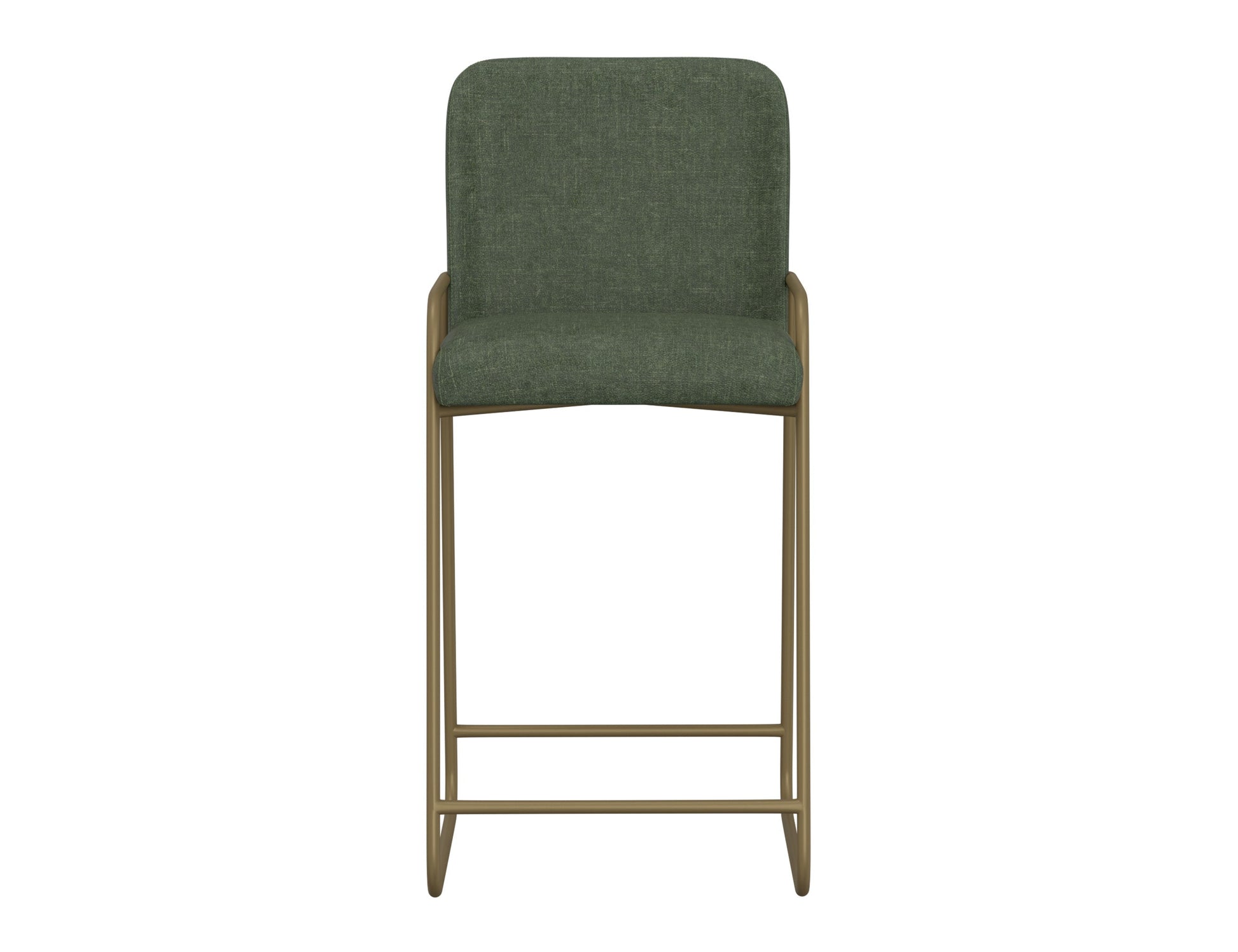 Wooden Frame & Metal Base, 30" Upholstered Barstool - Olive Green