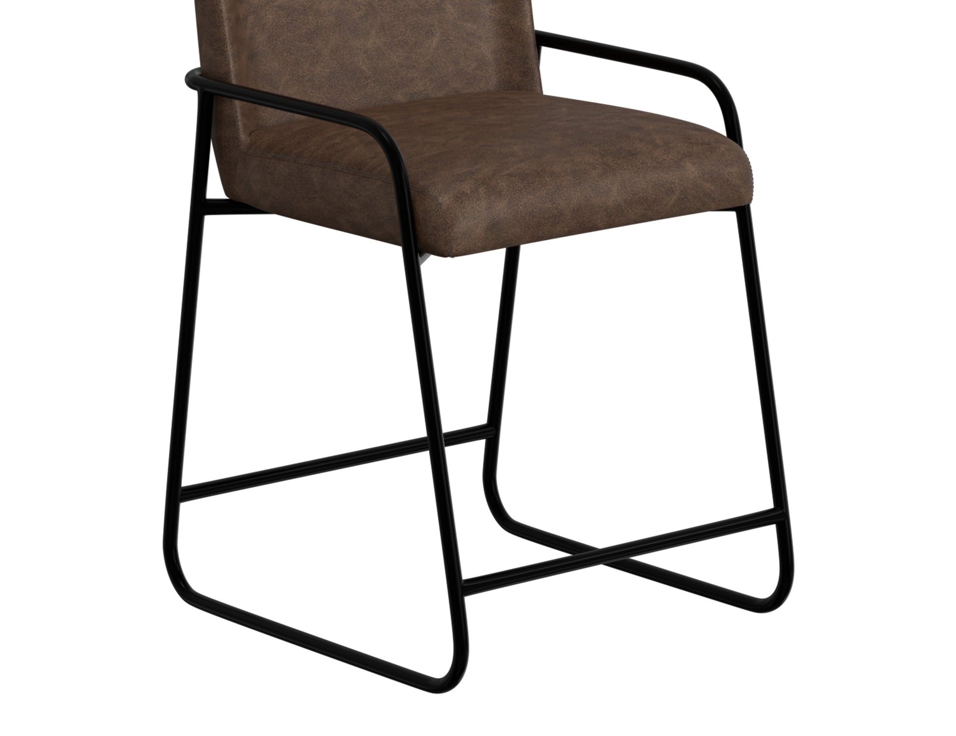 Wooden Frame & Metal Base, 24" Upholstered Barstool - Chocolate Brown