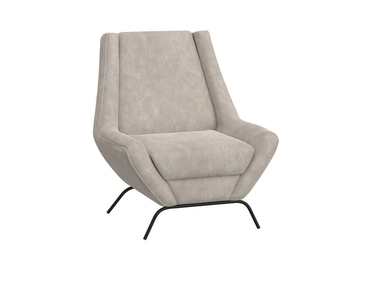 Wooden Frame & Metal Base, Armchair - Ivory