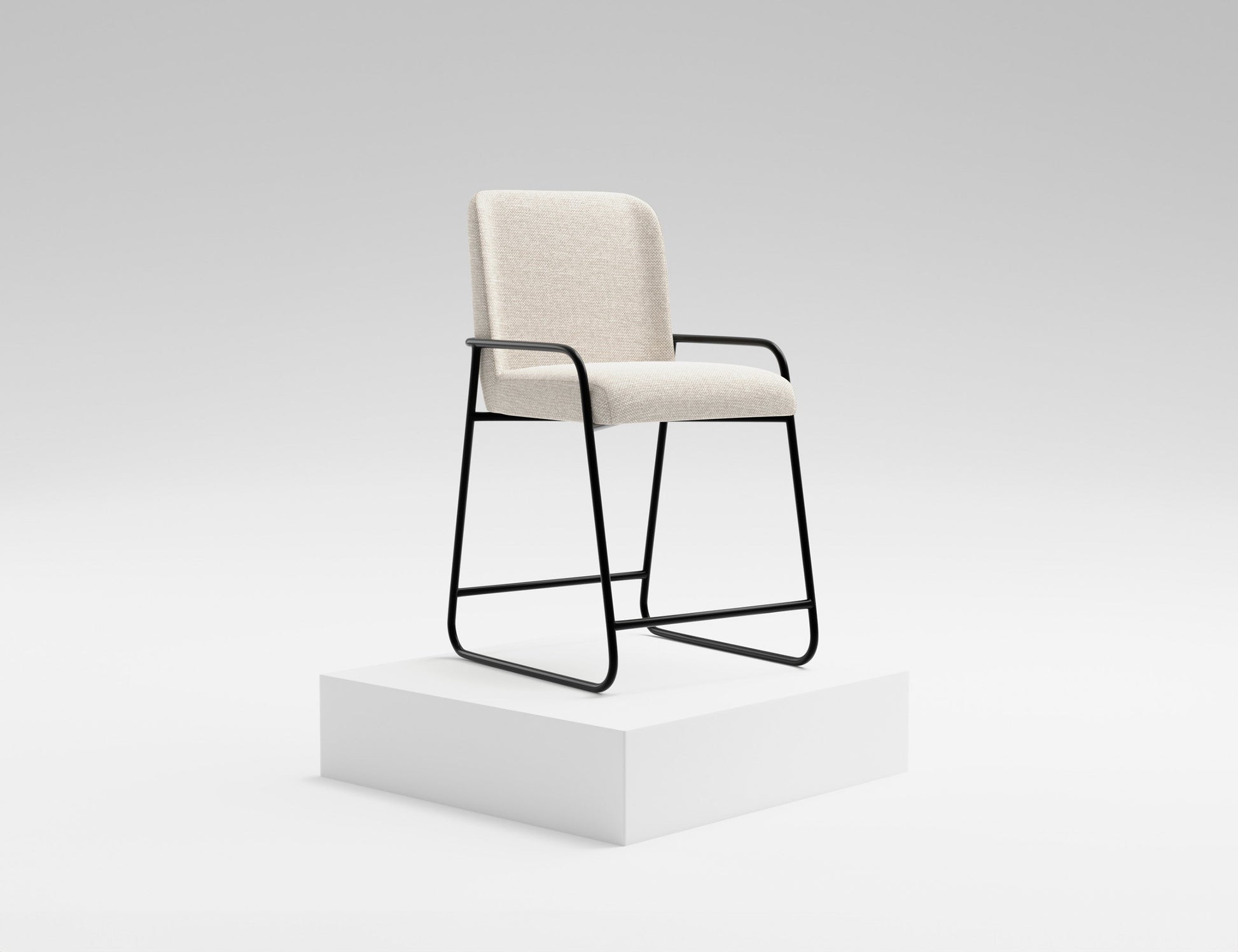 Wooden Frame & Metal Base, 24" Upholstered Barstool - Agreeable Gray