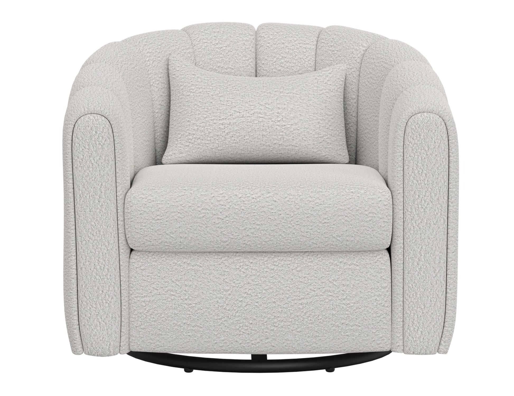Wooden Frame & Metal Base, 360 Degree Swivel Glider Accent Chair - Light Cream