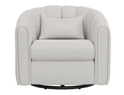 Wooden Frame & Metal Base, 360 Degree Swivel Glider Accent Chair - Light Cream