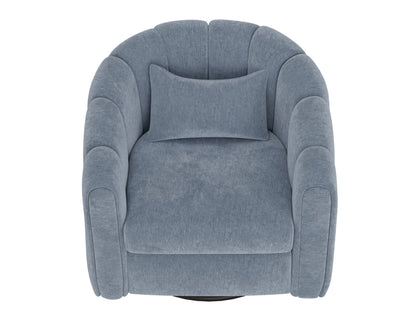 Wooden Frame & Metal Base, 360 Degree Swivel Glider Accent Chair - Light Blue