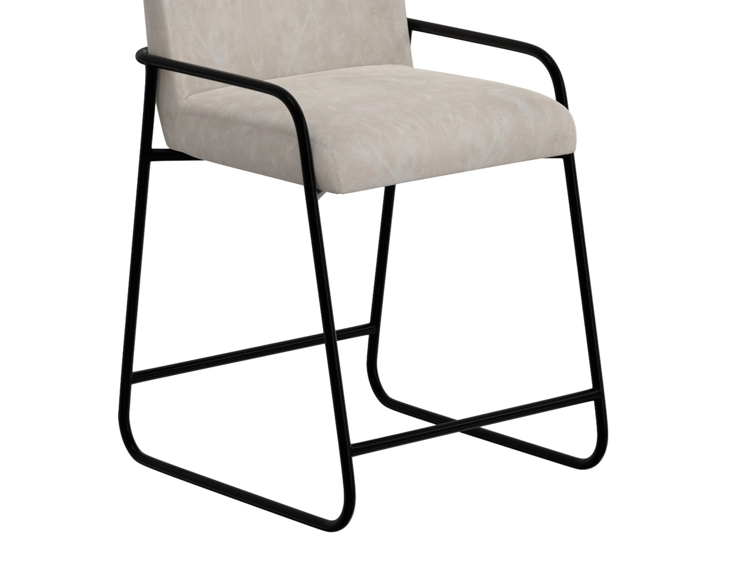 Wooden Frame & Metal Base 30" Upholstered Barstool - Ivory