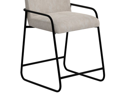 Wooden Frame & Metal Base 30" Upholstered Barstool - Ivory