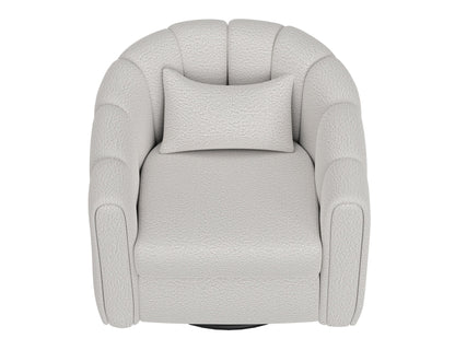 Wooden Frame & Metal Base, 360 Degree Swivel Glider Accent Chair - Light Cream