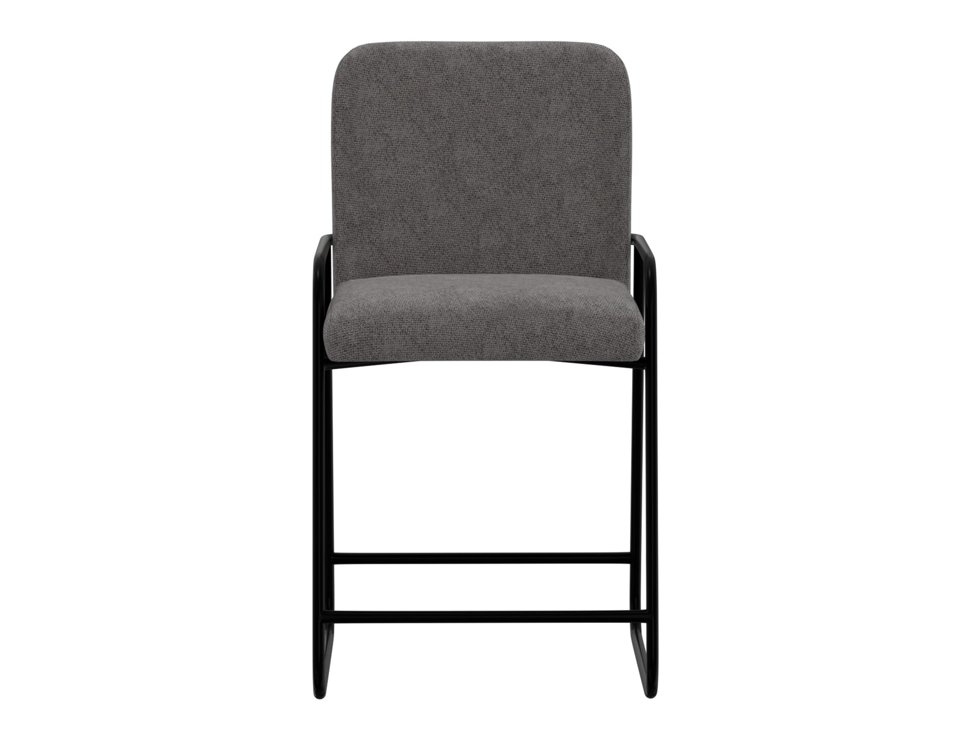 Wooden Frame & Metal Base, 24" Upholstered Barstool - Iron Gray