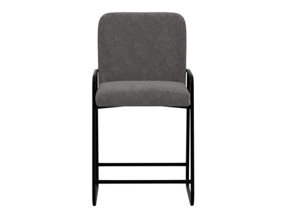 Wooden Frame & Metal Base, 24" Upholstered Barstool - Iron Gray