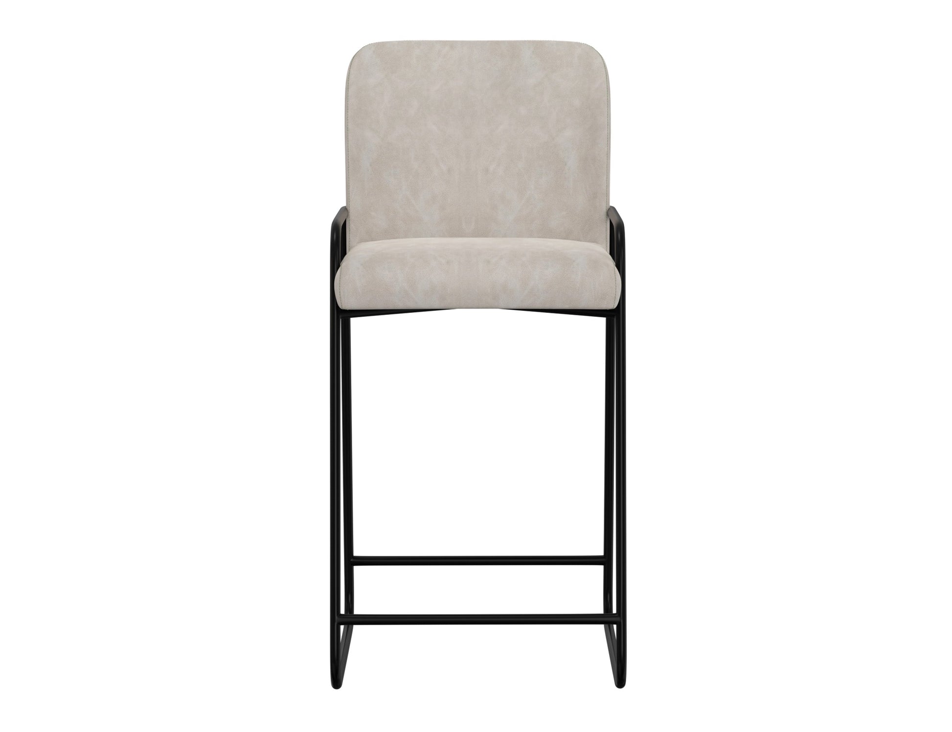 Wooden Frame & Metal Base 30" Upholstered Barstool - Ivory