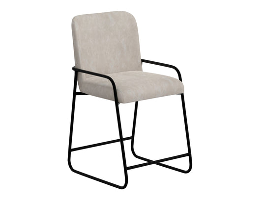 Wooden Frame & Metal Base 24" Upholstered Barstool - Ivory