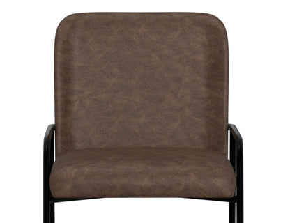 Wooden Frame & Metal Base, 24" Upholstered Barstool - Chocolate Brown
