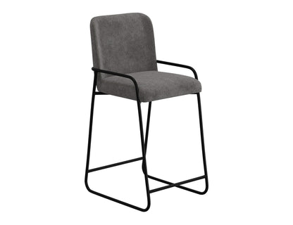 Wooden Frame & Metal Base, 30" Upholstered Barstool - Iron Gray