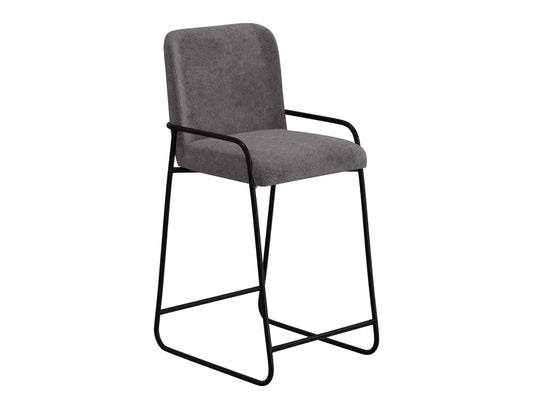 Wooden Frame & Metal Base, 30" Upholstered Barstool - Iron Gray