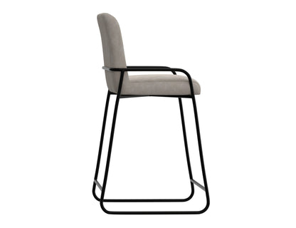 Wooden Frame & Metal Base 30" Upholstered Barstool - Ivory