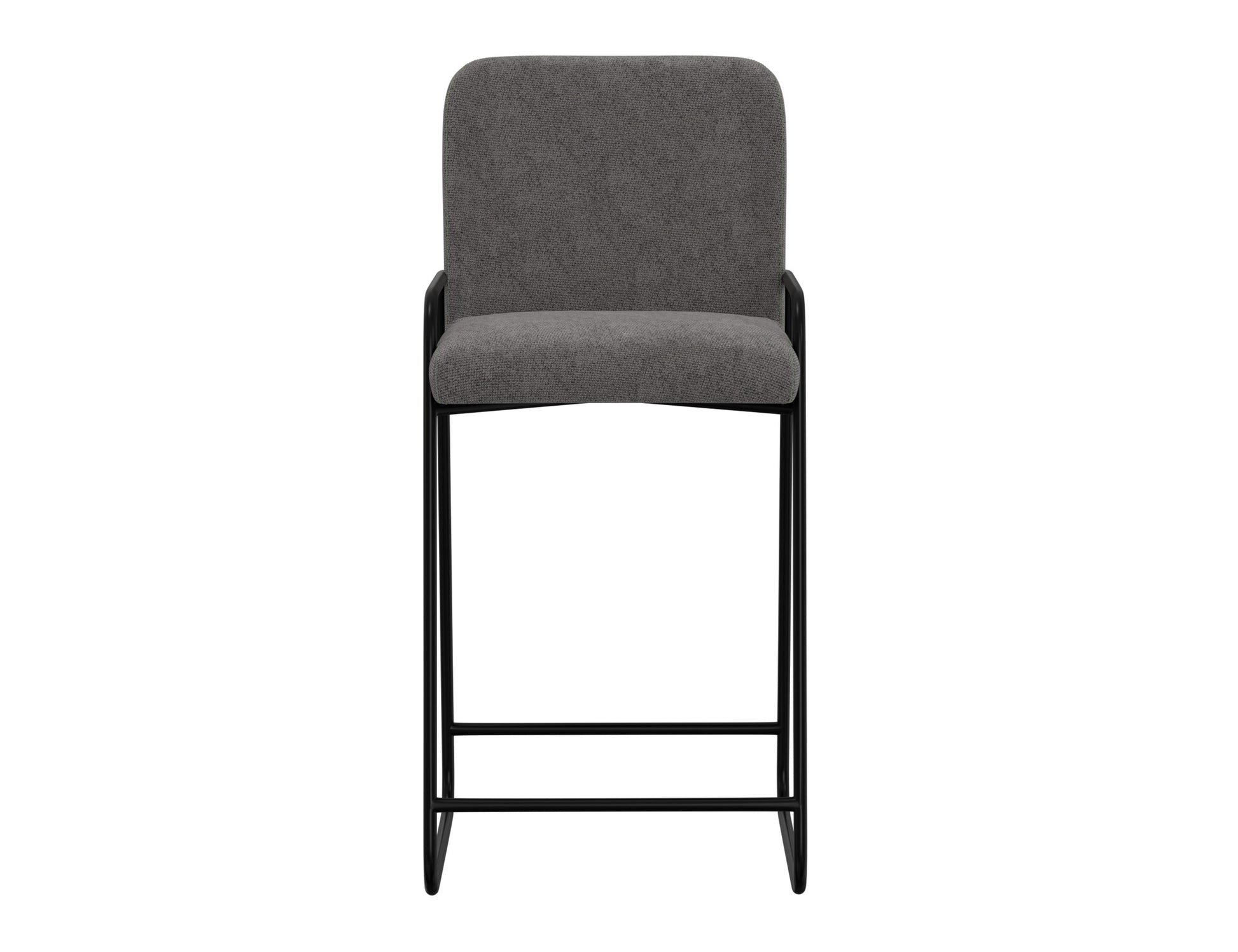 Wooden Frame & Metal Base, 30" Upholstered Barstool - Iron Gray