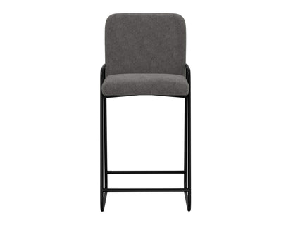 Wooden Frame & Metal Base, 30" Upholstered Barstool - Iron Gray